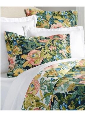 Pottery Barn Euro Pillow Sham (1) Lyla Garden Poppy Butterfly Reversible